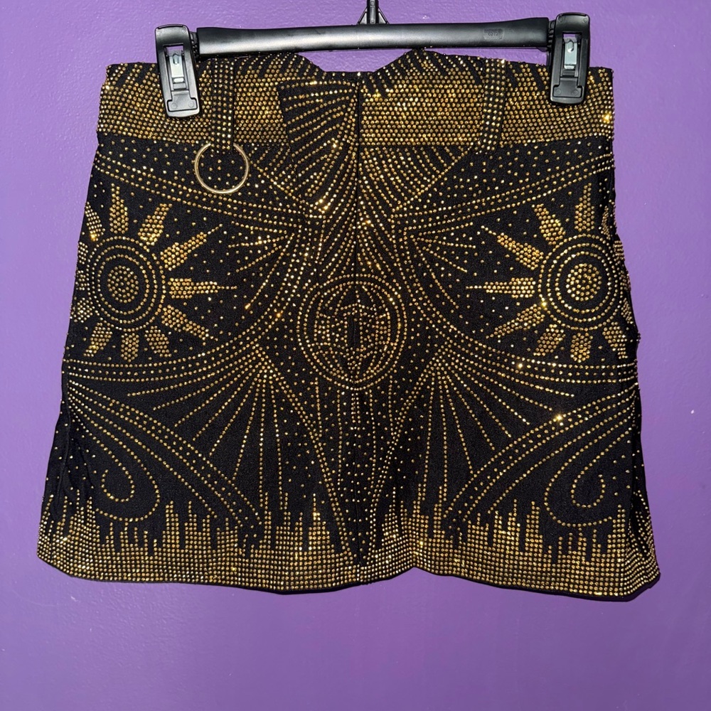 Black and Gold bedazzled Women's Pencil Skirt